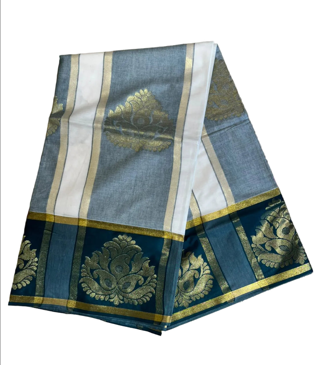 Southloom Kerala Cotton Saree with Green Borders SL620