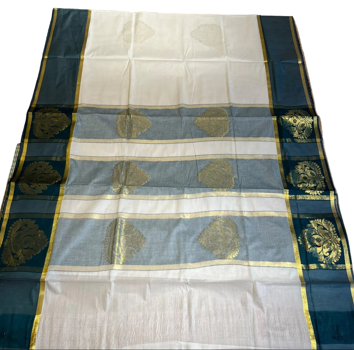 Southloom Kerala Cotton Saree with Green Borders SL620