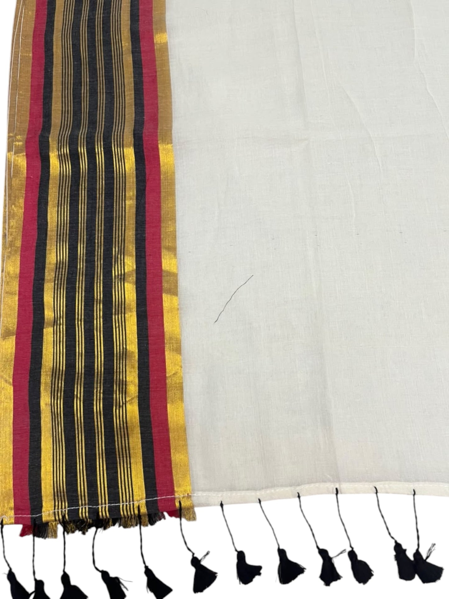 Southloom Mul Cotton 120 x 120 Soft Fabric Saree with  Black&Red Border SL215