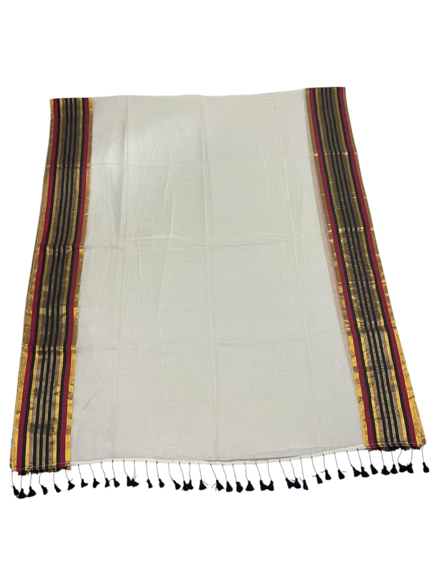 Southloom Mul Cotton 120 x 120 Soft Fabric Saree with  Black&Red Border SL215