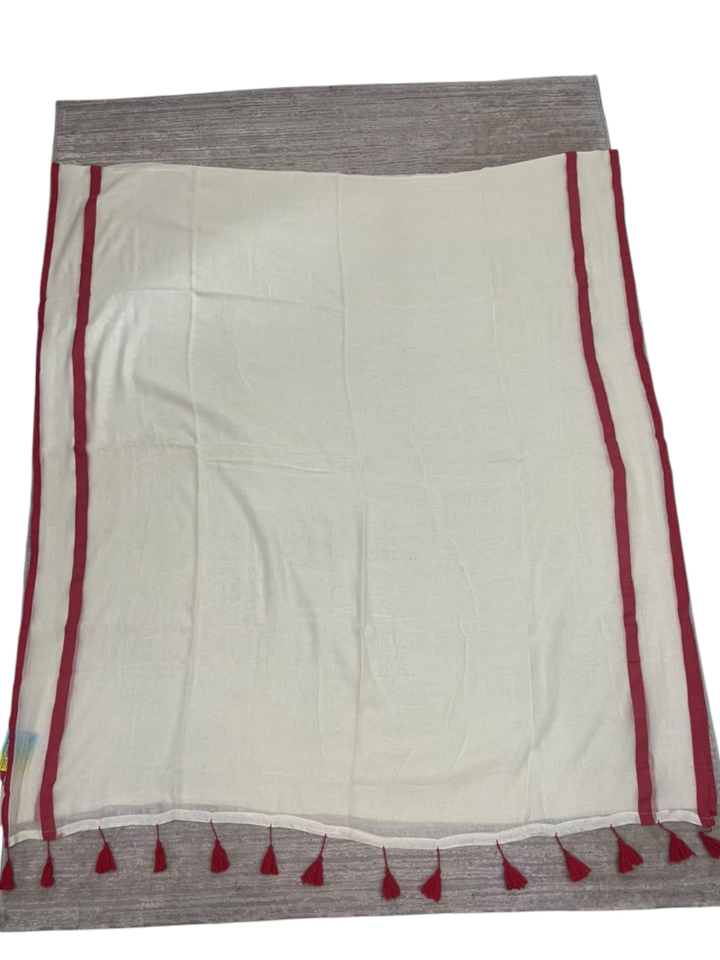 Southloom Mul Cotton 120 x 120 Soft Fabric Saree with  Red Border SL215