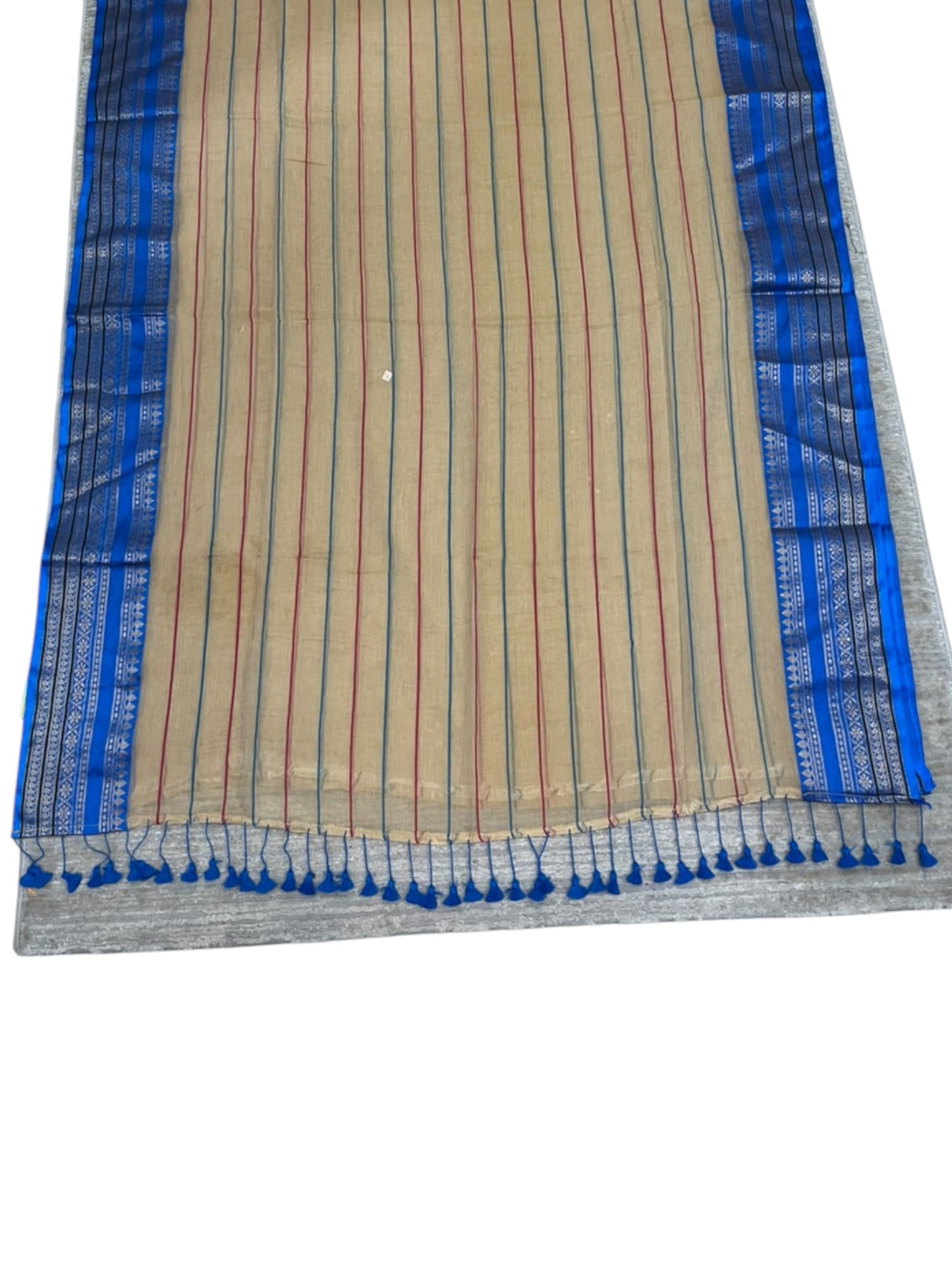 Southloom Mul Cotton 120 x 120 Soft Fabric Saree with Blue Kanchi Border SL215
