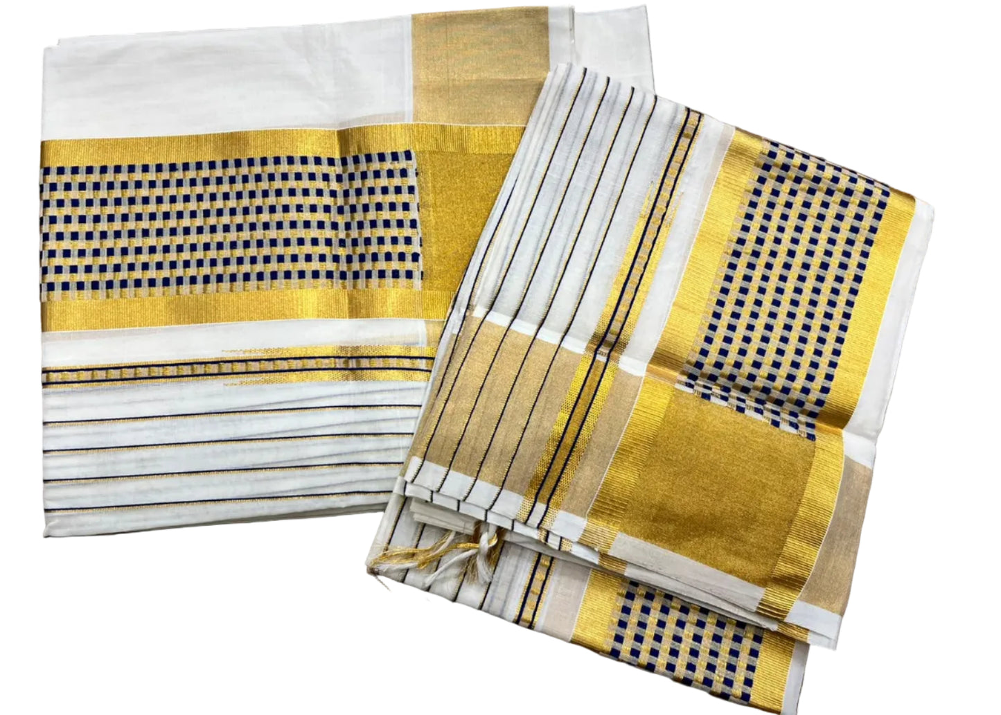 Southloom Cotton Handloom Set Mundu (Royal Blue) SL619