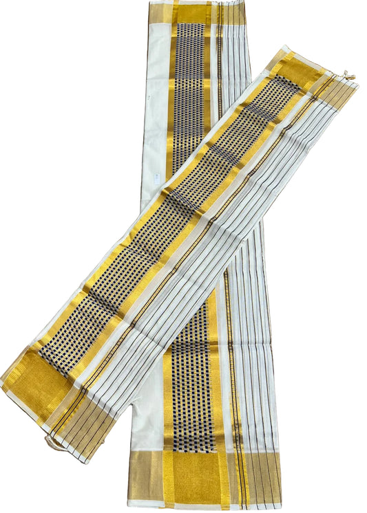 Southloom Cotton Handloom Set Mundu (Royal Blue) SL619