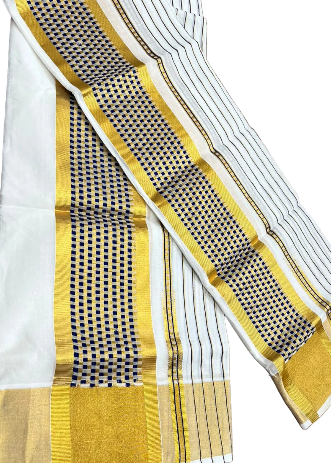 Southloom Cotton Handloom Set Mundu (Royal Blue) SL619