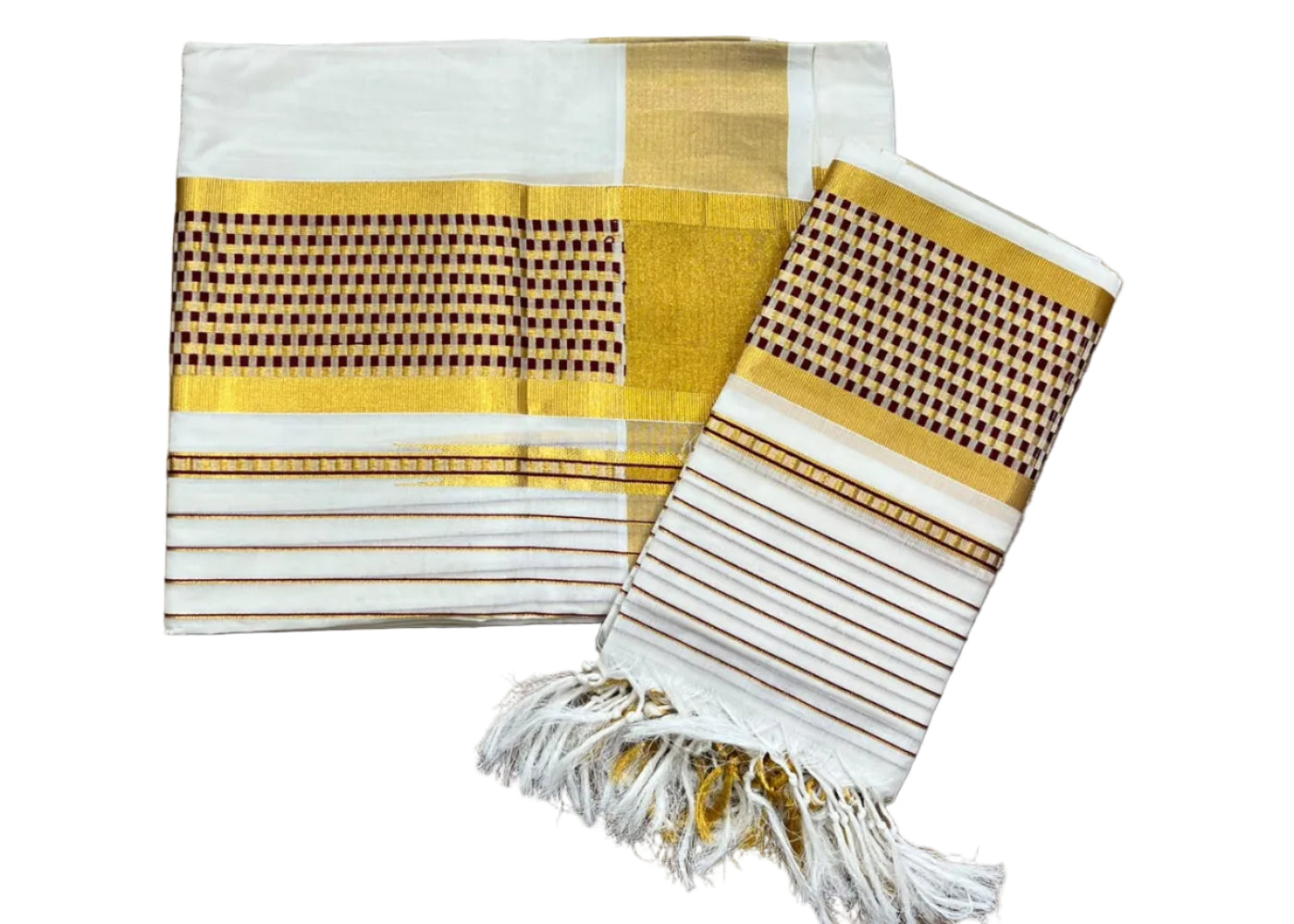 Southloom Cotton Handloom Set Mundu (Maroon) SL619