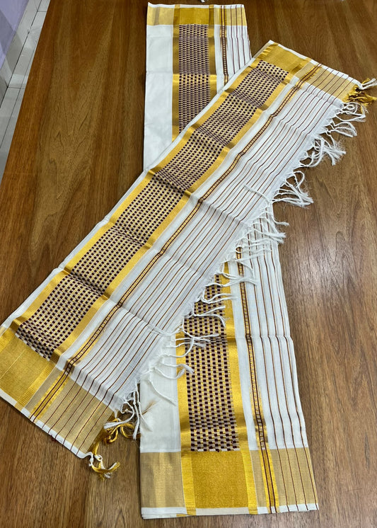 Southloom Cotton Handloom Set Mundu (Maroon) SL619