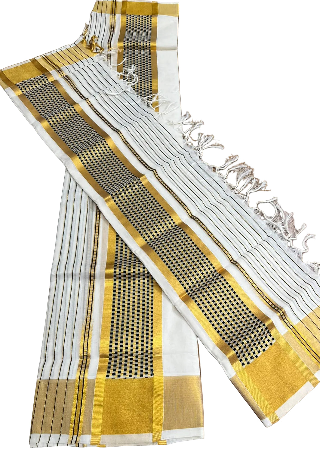 Southloom Cotton Handloom Set Mundu (Bottle Green) SL619