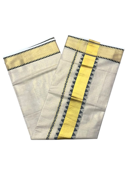 Southloom Kerala Tissue Kasavu Plain Saree with Black Temple Border SL456