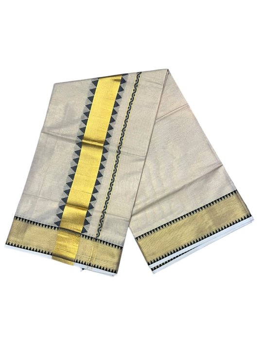Southloom Kerala Tissue Kasavu Plain Saree with Black Temple Border SL456
