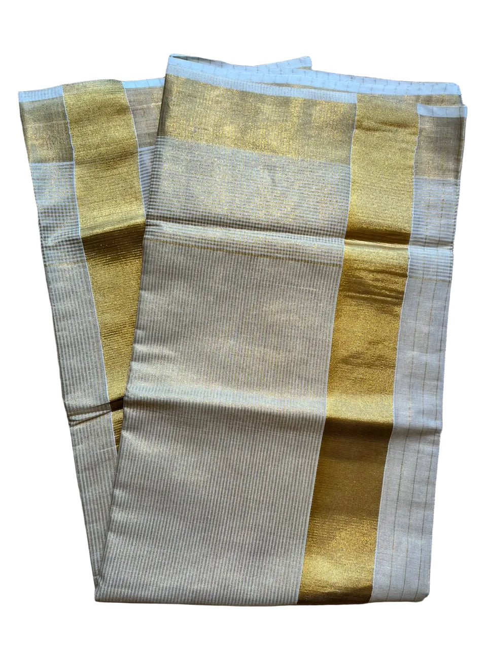 Southloom Kerala Tissue Saree With Lines On The Body With Kasavu Borders