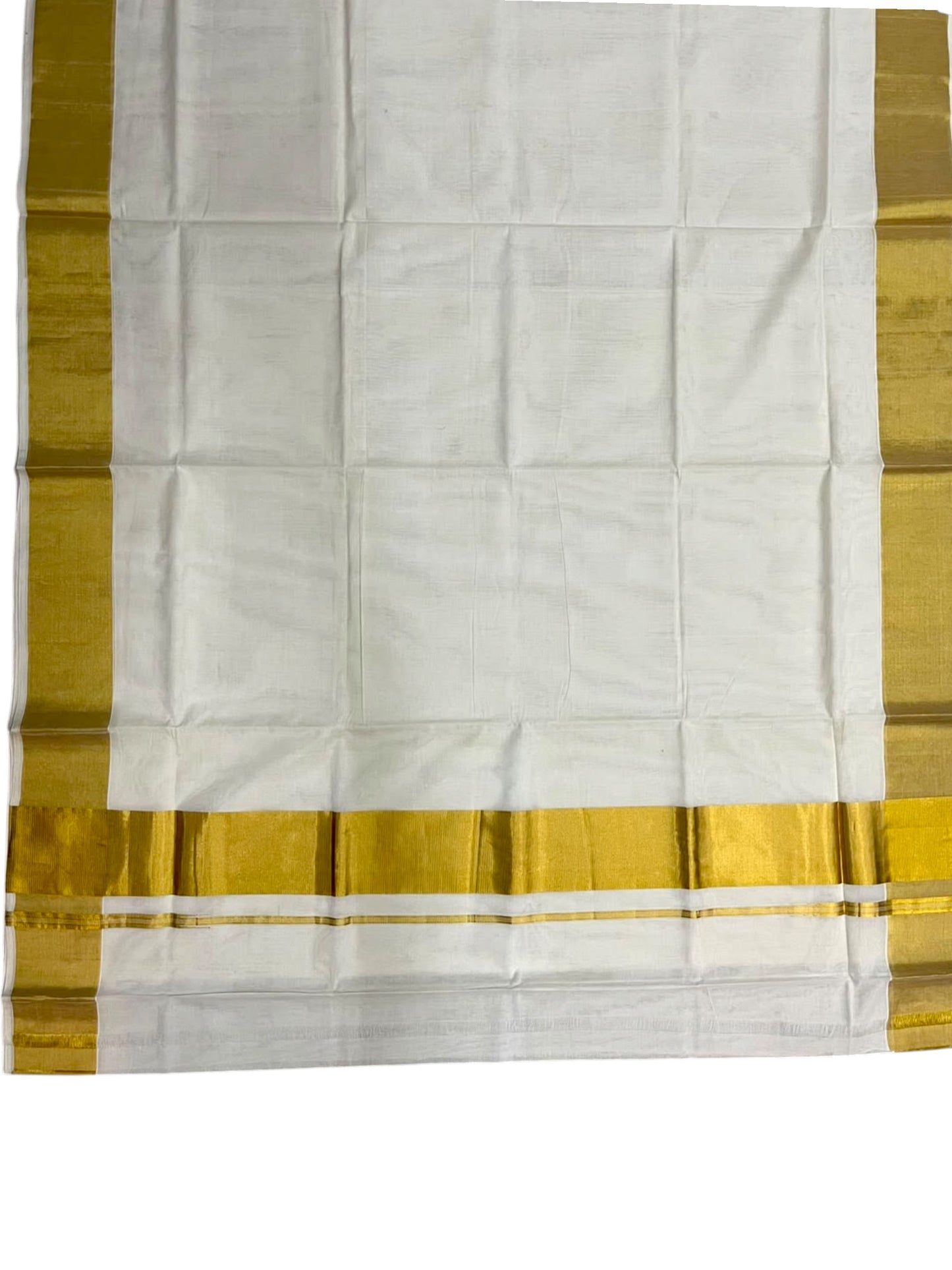 Southloom Super Premium Balaramapuram Handloom Cotton Saree In 4 Inch with Gold Kasavu and Gold Border