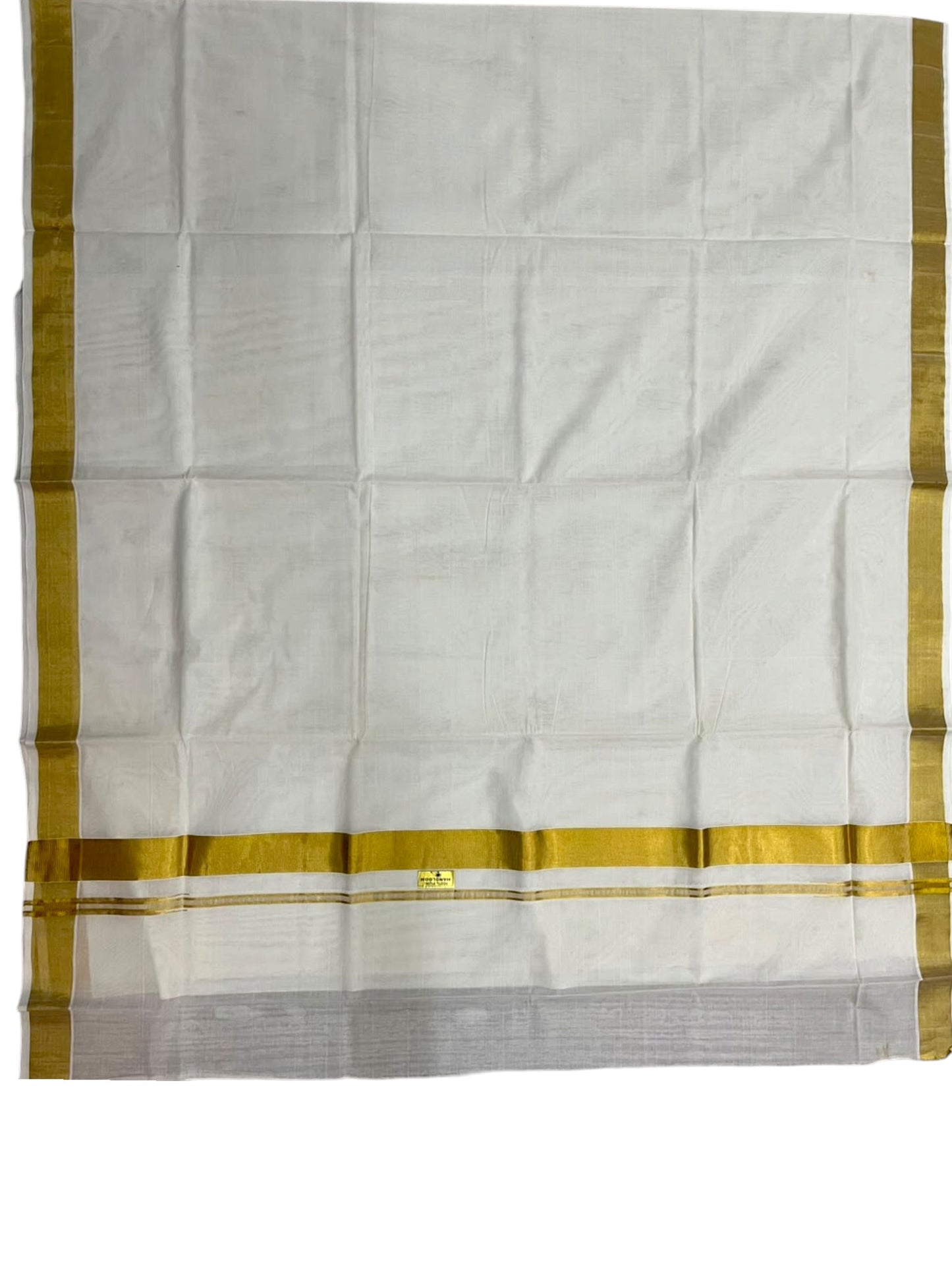 Southloom Super Premium Balaramapuram Handloom Cotton Saree Chutti Kara In 2 Inch with Gold Kasavu and Gold Border