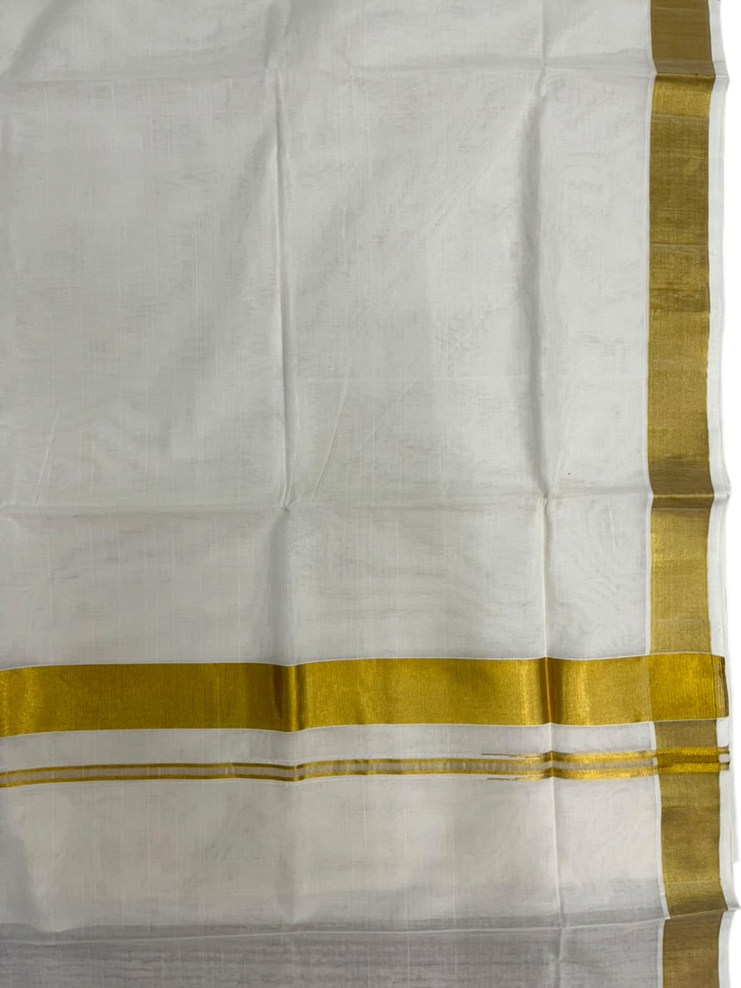 Southloom Super Premium Balaramapuram Handloom Cotton Saree Chutti Kara In 2 Inch with Gold Kasavu and Gold Border