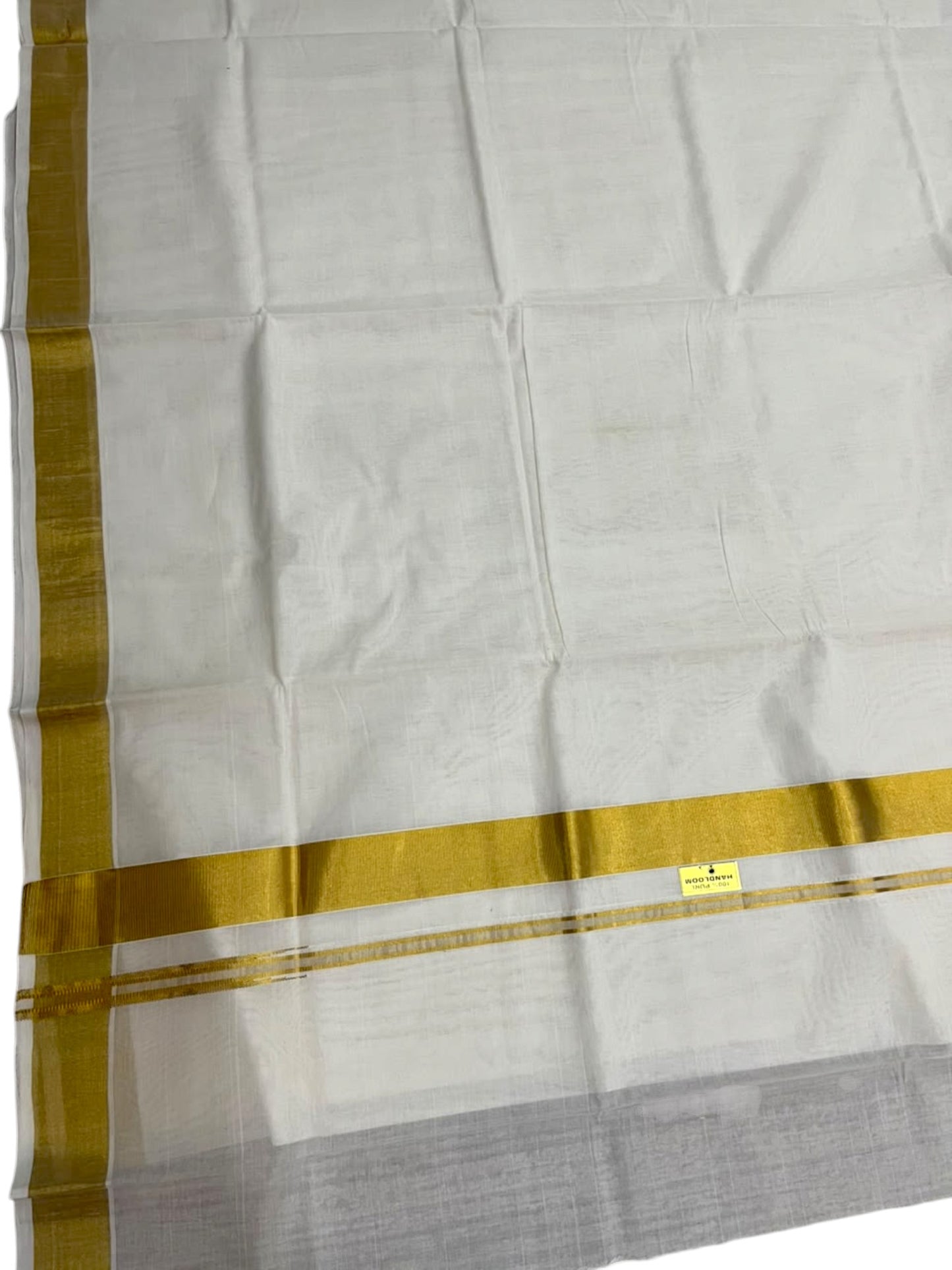 Southloom Super Premium Balaramapuram Handloom Cotton Saree Chutti Kara In 2 Inch with Gold Kasavu and Gold Border
