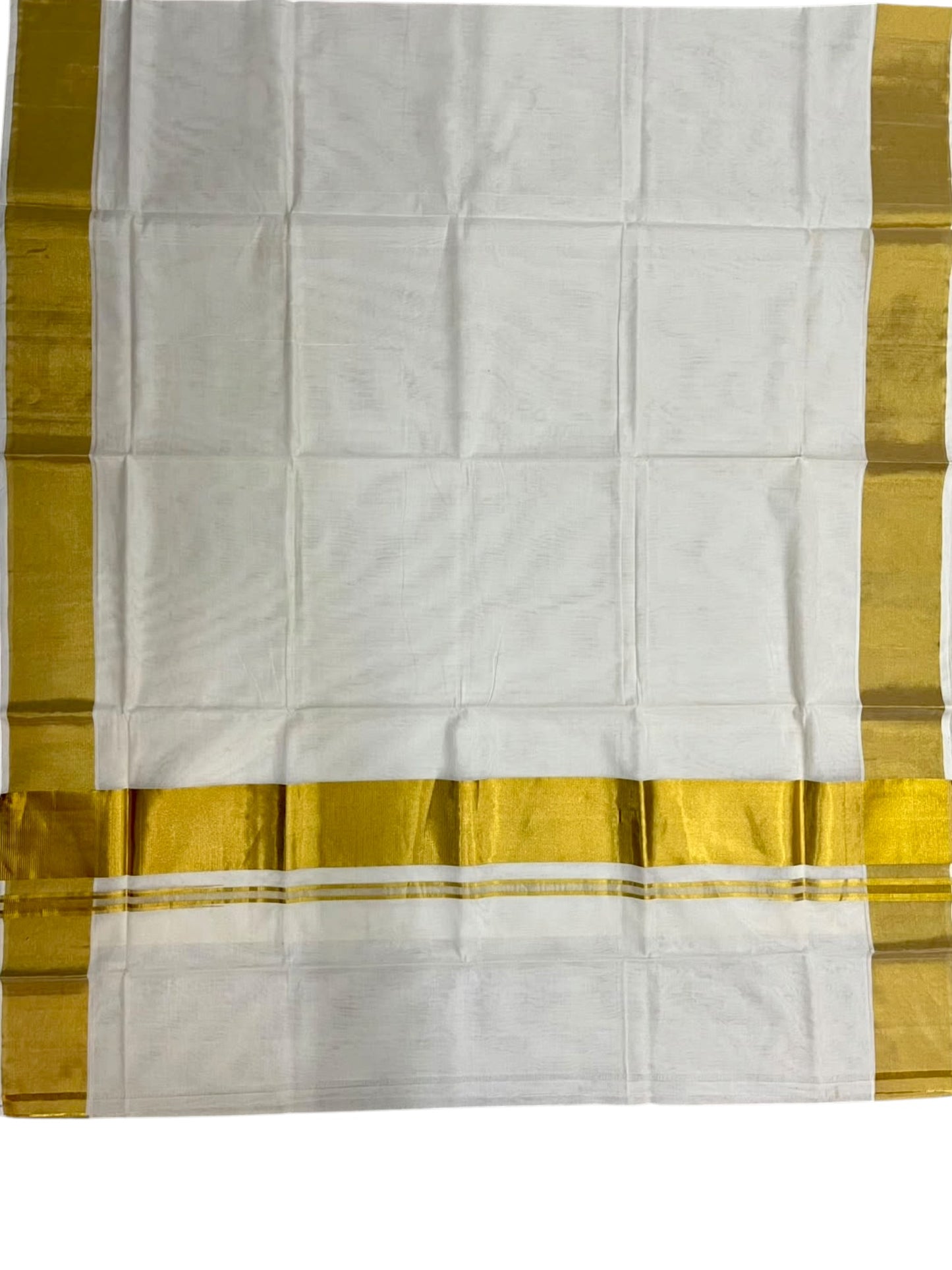 Southloom Super Premium Balaramapuram Handloom Cotton Saree In 4 Inch with Gold Kasavu and Gold Border