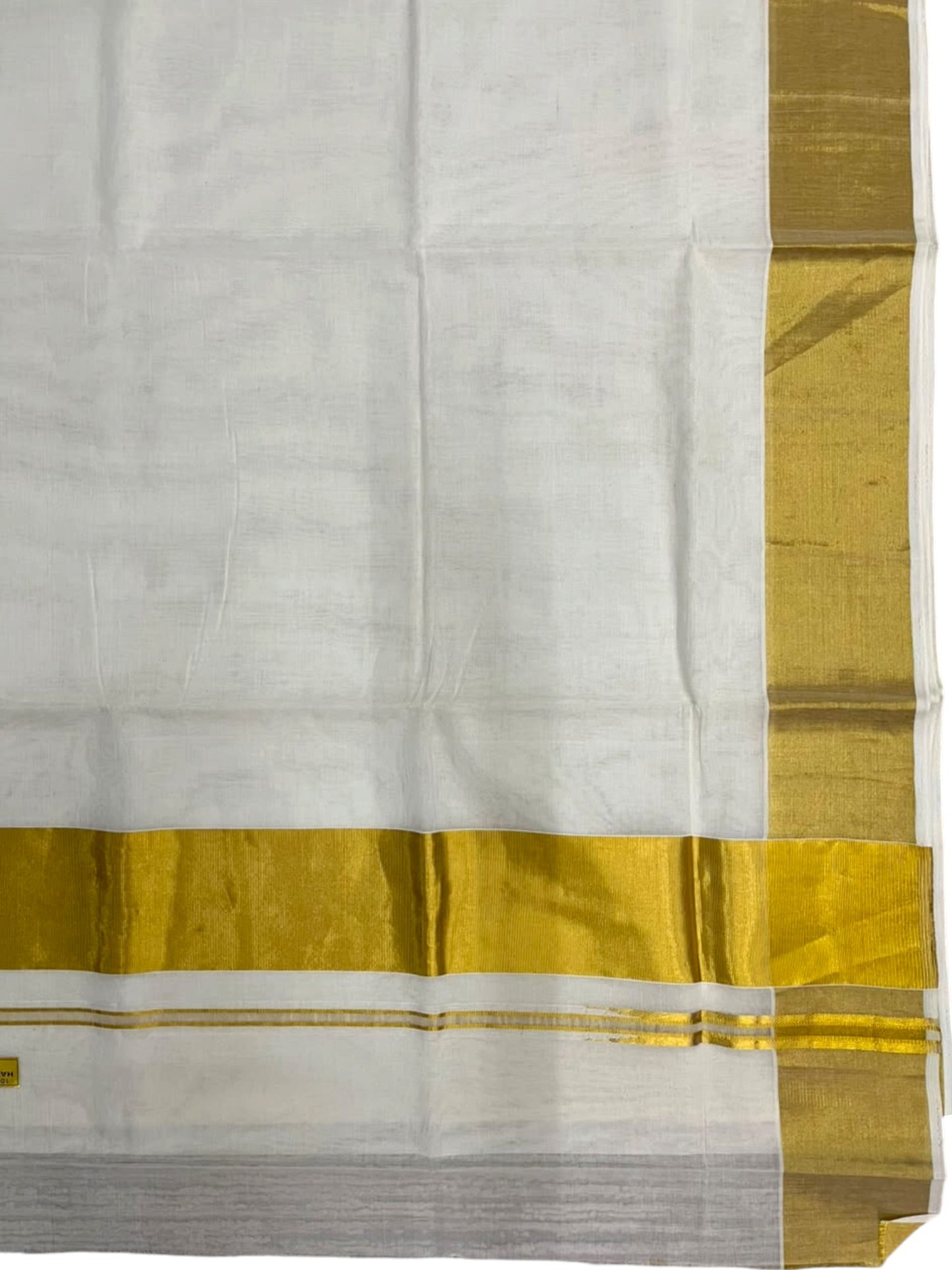 Southloom Super Premium Balaramapuram Handloom Cotton Saree With Chutti Kara Design And Gold Kasavu on Border In 4 Inch