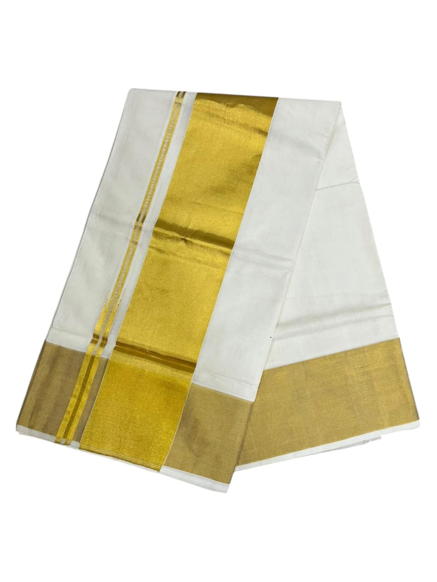 Southloom Super Premium Balaramapuram Handloom Cotton Saree Chutti Kara with Gold Kasavu and Gold Border In 5 Inch