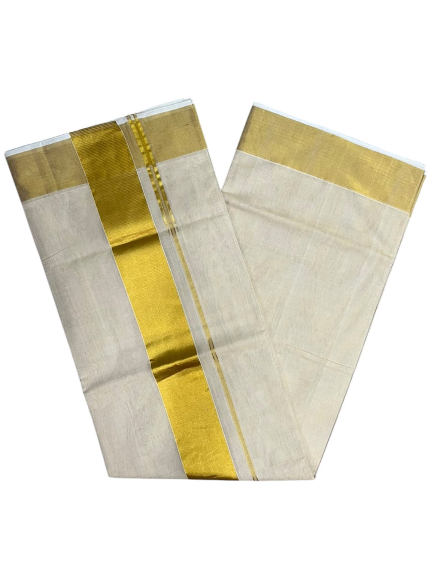 Southloom Super Premium Balaramapuram Handloom Tissue Saree Chutti Kara with Gold Kasavu and Gold Border In 3 Inch