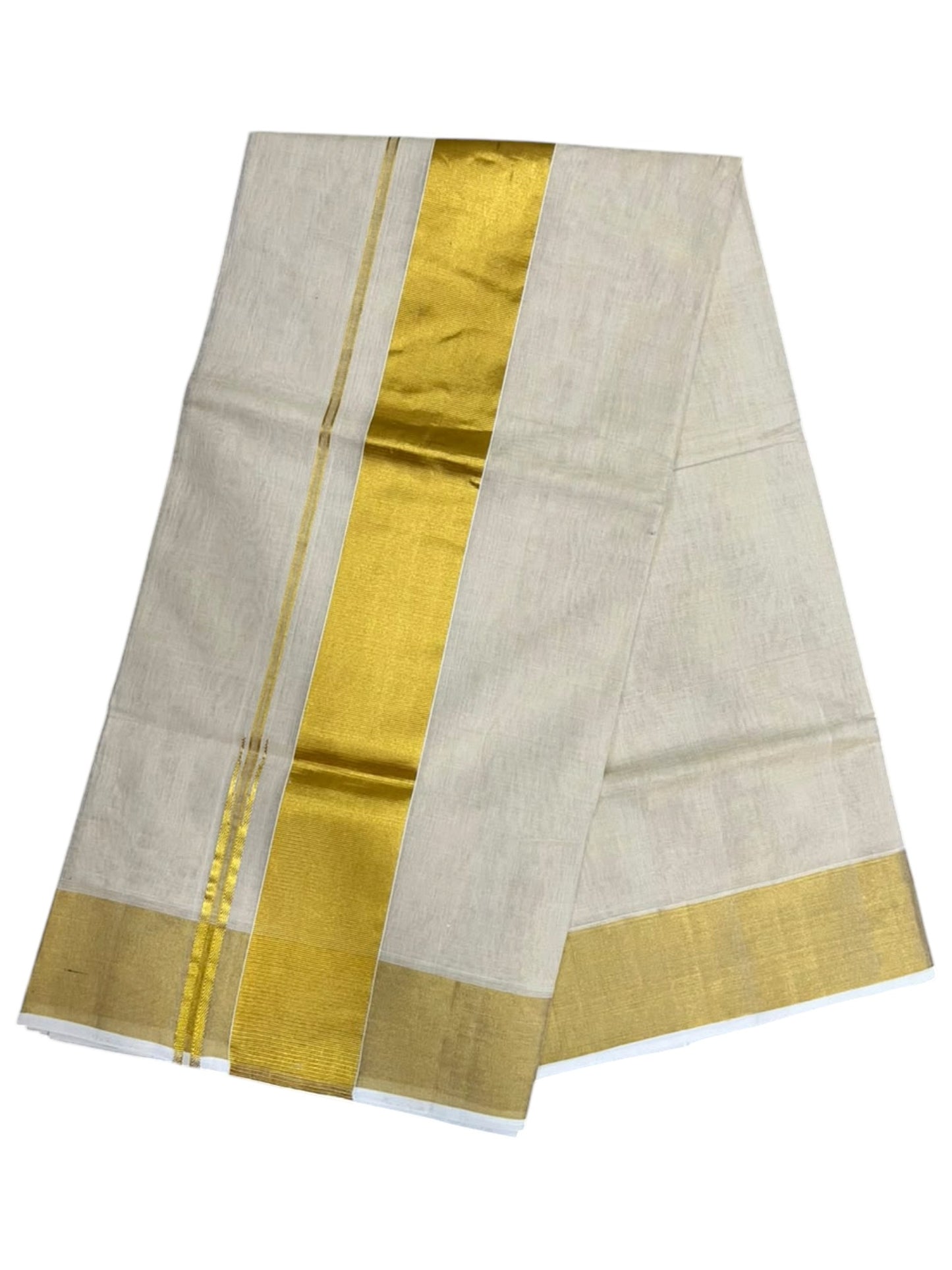 Southloom Super Premium Balaramapuram Handloom Tissue Saree Chutti Kara with Gold Kasavu and Gold Border In 3 Inch