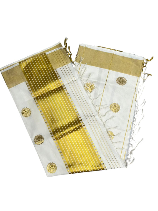Southloom Super Premium Balaramapuram Handloom Cotton Saree With Golden Butta Works on Body And Borders