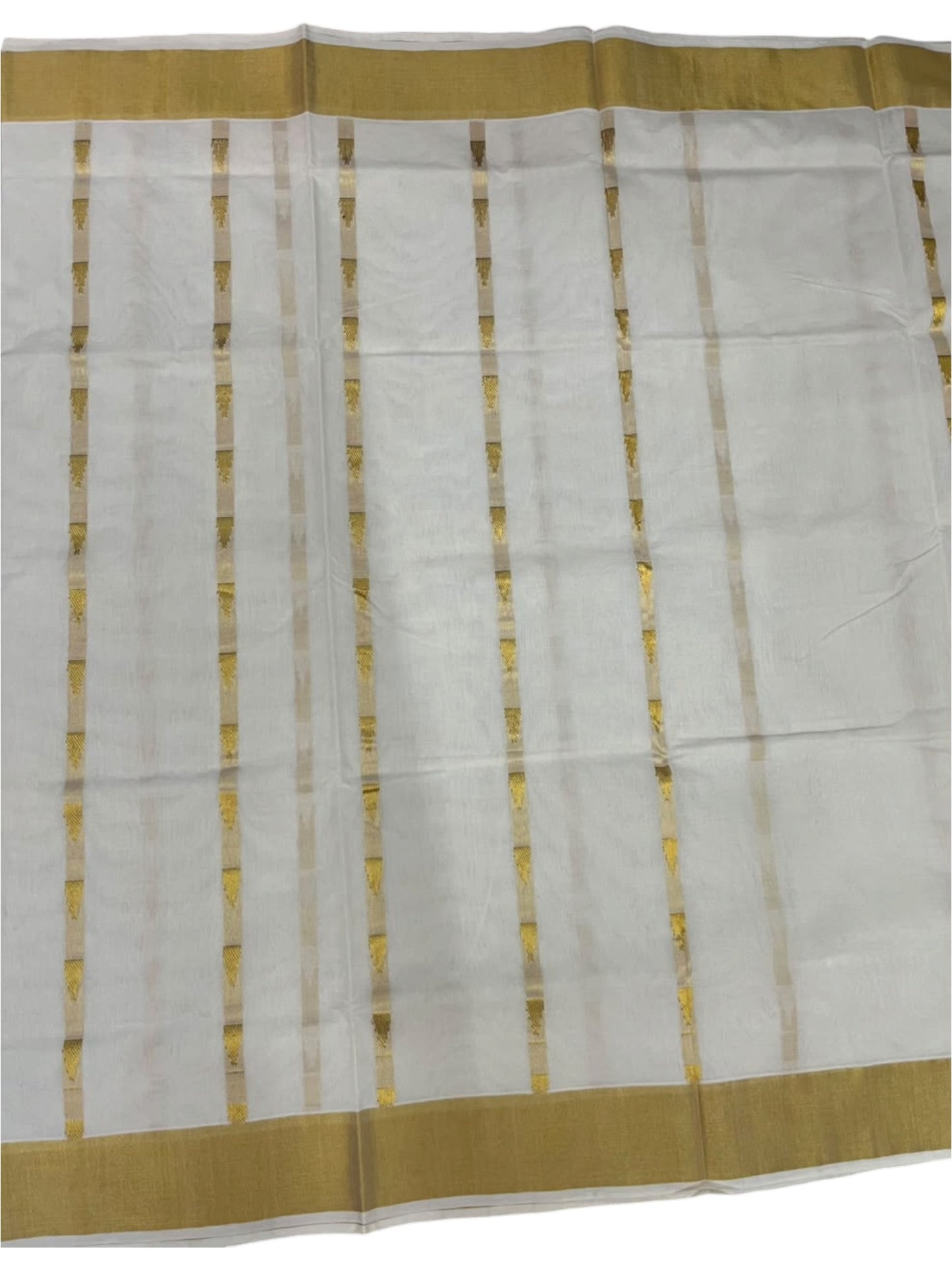 Southloom Super Premium Balaramapuram Handloom Cotton Saree With Golden Butta Works on Body And Borders