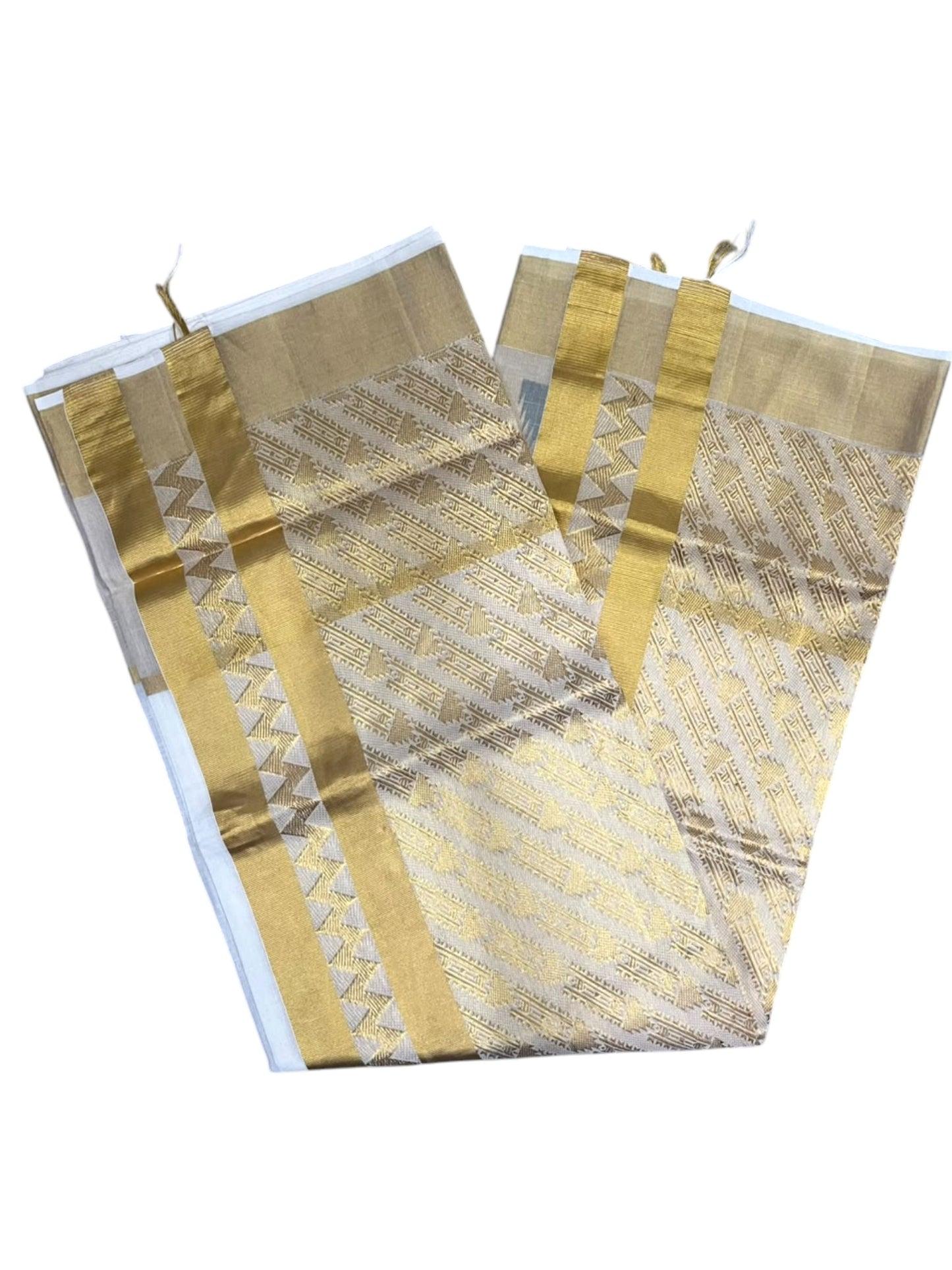 Southloom Super Premium Balaramapuram Handloom Cotton Saree With Golden Zari Works on Body and Temple Borders