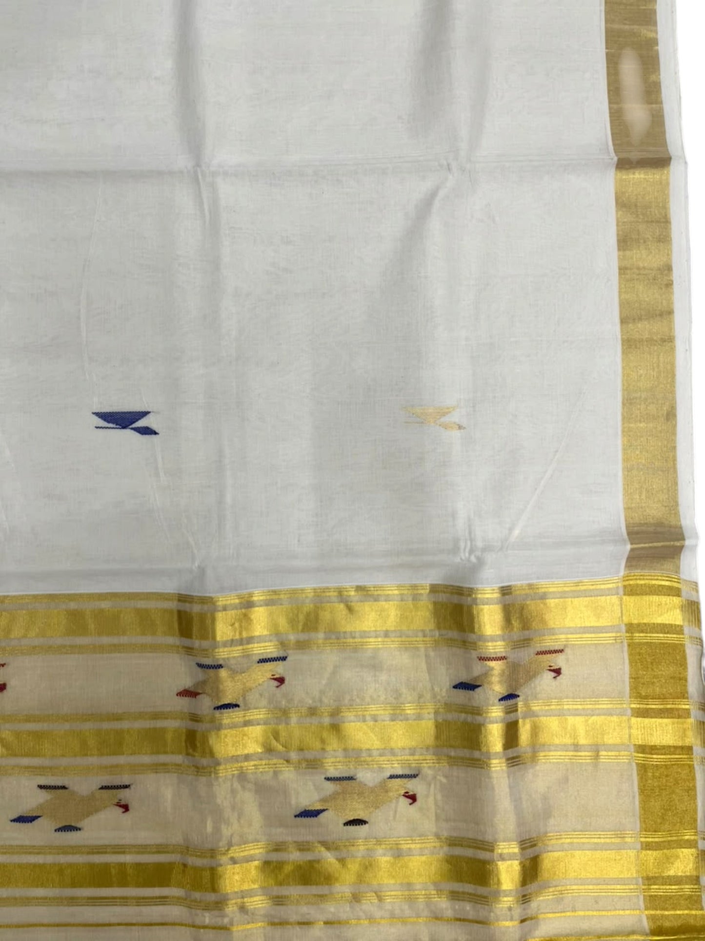 Southloom Super Premium Balaramapuram Handloom Cotton Saree With Golden Woven Works on Body and Borders