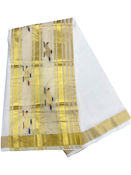 Southloom Super Premium Balaramapuram Handloom Cotton Saree With Golden Woven Works on Body and Borders