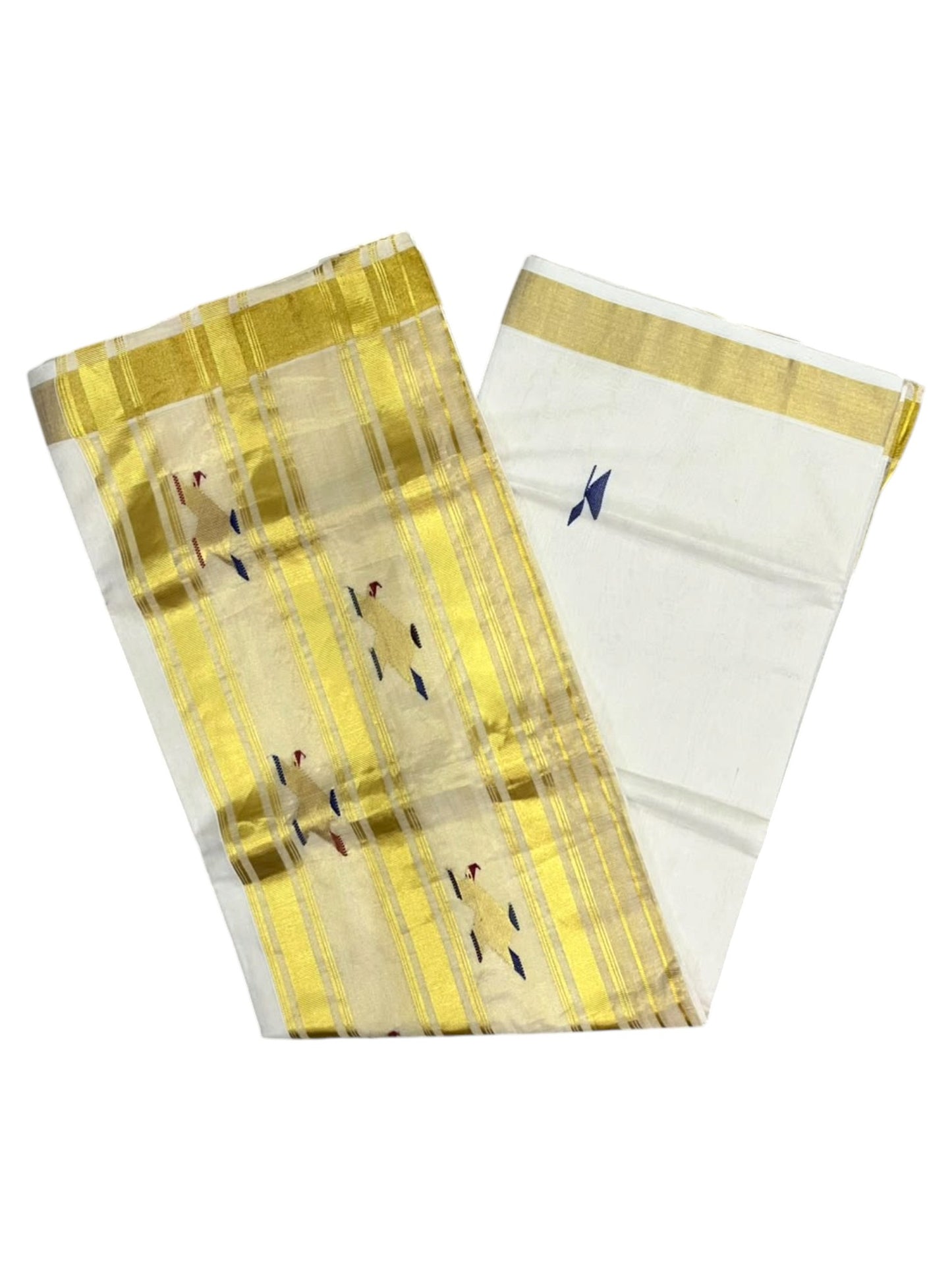Southloom Super Premium Balaramapuram Handloom Cotton Saree With Golden Woven Works on Body and Borders
