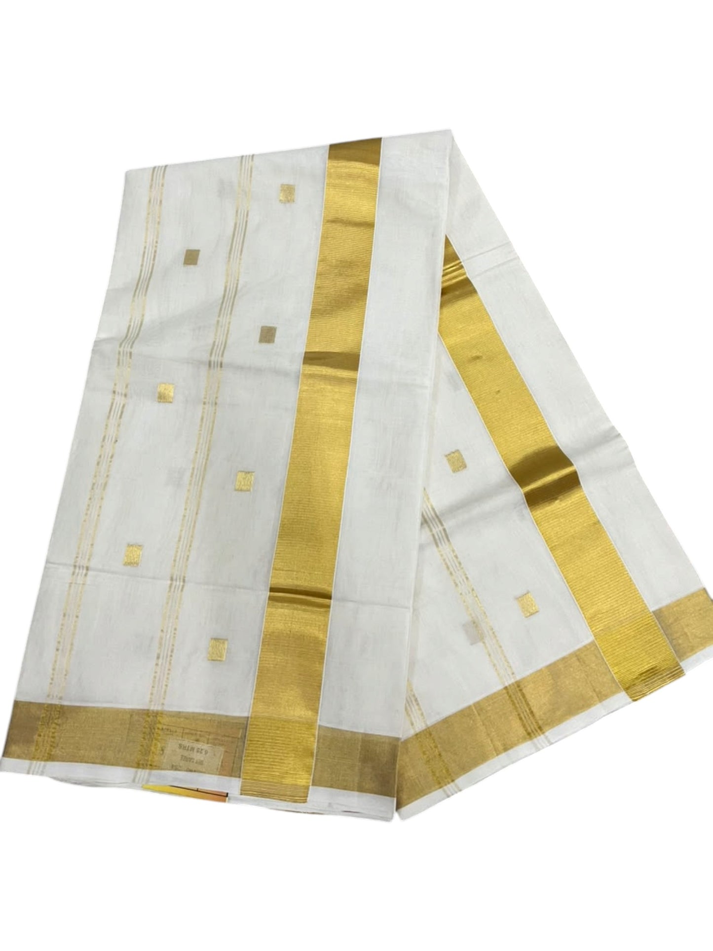 Southloom Super Premium Balaramapuram Handloom Cotton Stripes Saree With Golden Butta Works on Body and Borders