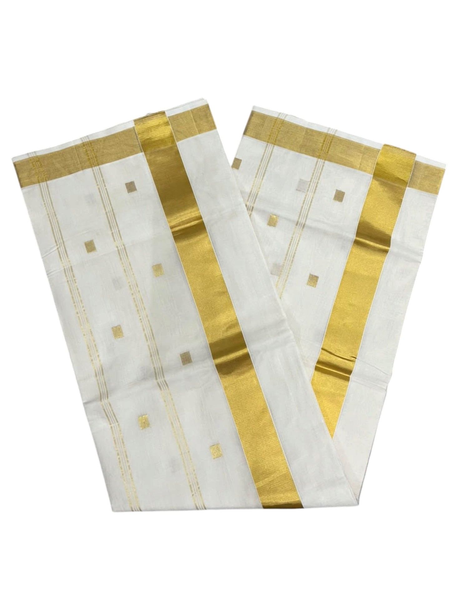 Southloom Super Premium Balaramapuram Handloom Cotton Stripes Saree With Golden Butta Works on Body and Borders