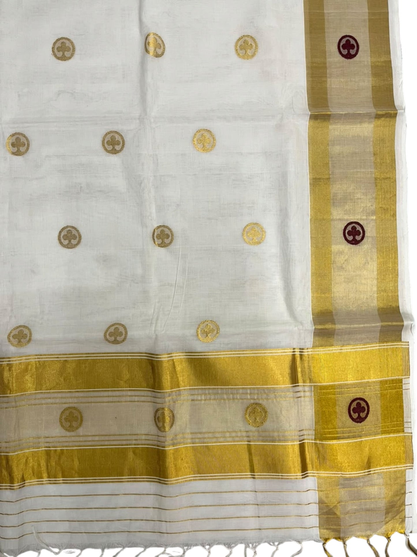 Southloom Super Premium Balaramapuram Handloom Cotton Saree with Golden Butta Works on Body and Borders