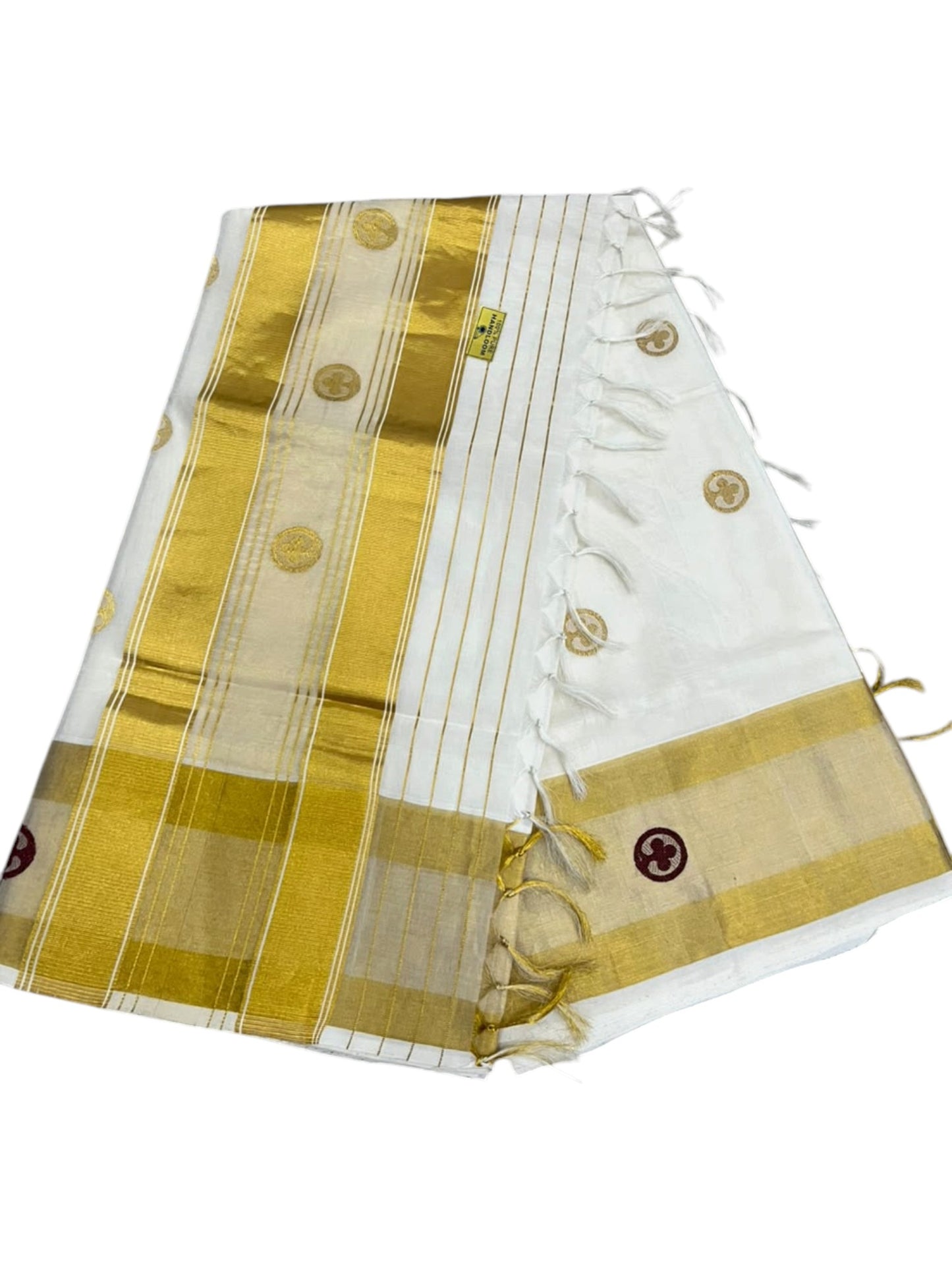 Southloom Super Premium Balaramapuram Handloom Cotton Saree with Golden Butta Works on Body and Borders