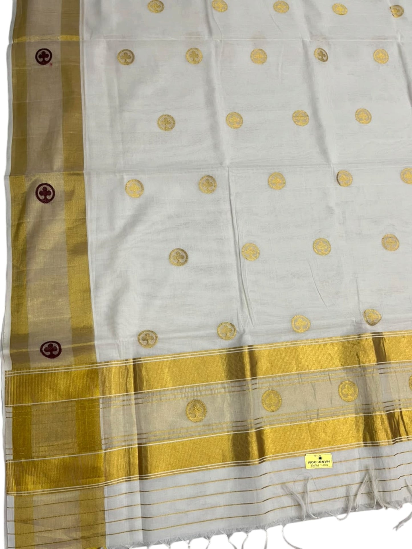 Southloom Super Premium Balaramapuram Handloom Cotton Saree with Golden Butta Works on Body and Borders