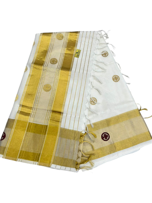 Southloom Super Premium Balaramapuram Handloom Cotton Saree with Golden Butta Works on Body and Borders
