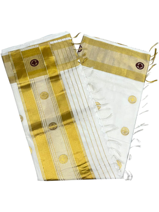 Southloom Super Premium Balaramapuram Handloom Cotton Saree with Golden Butta Works on Body and Borders