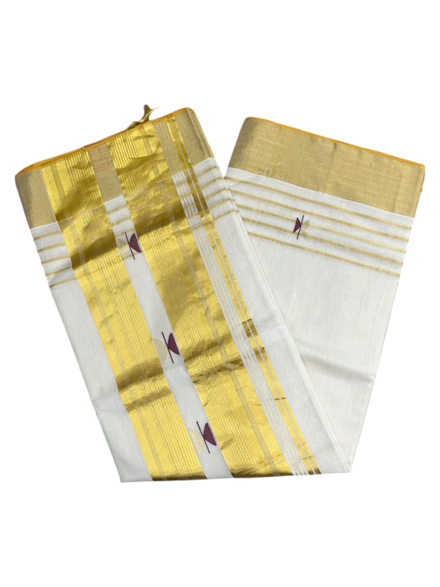 Southloom Super Premium Balaramapuram Handloom Cotton Saree With Gold And Maroon Zari Works on Body And Borders