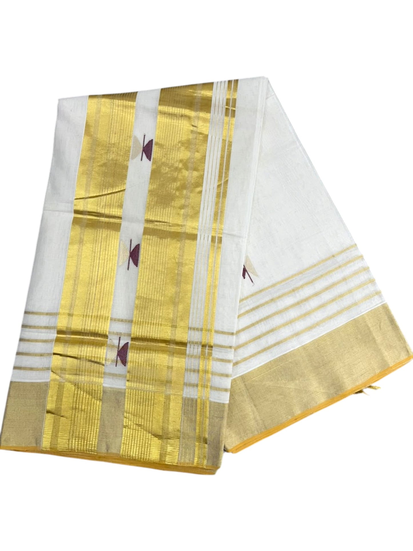 Southloom Super Premium Balaramapuram Handloom Cotton Saree With Gold And Maroon Zari Works on Body And Borders