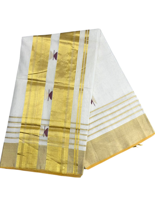 Southloom Super Premium Balaramapuram Handloom Cotton Saree With Gold And Maroon Zari Works on Body And Borders