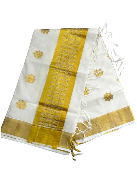 Southloom Super Premium Balaramapuram Handloom Cotton Saree With Golden Butta Works on Body And Borders