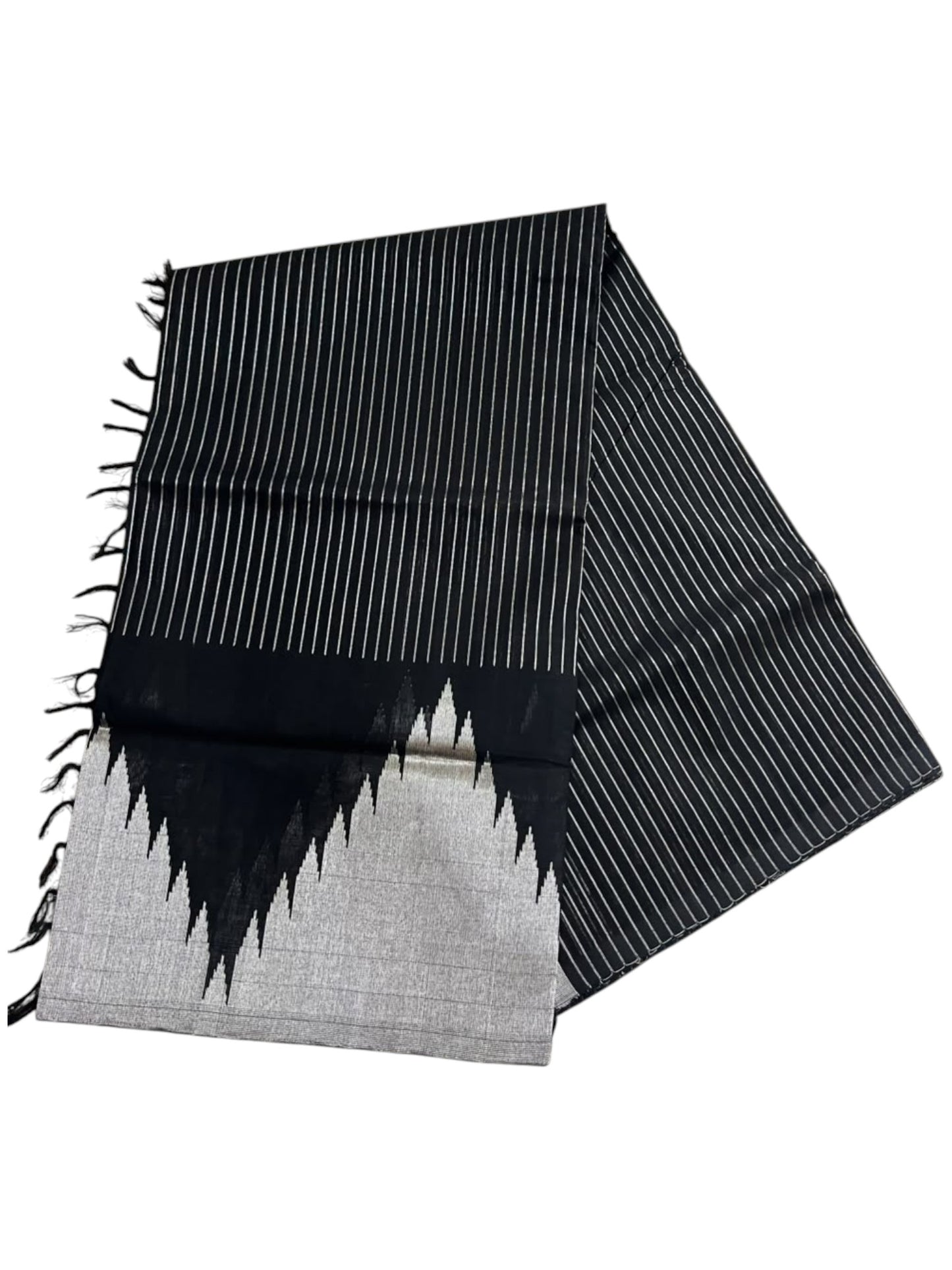 Southloom Super Premium Balaramapuram Handloom Cotton Saree With Black And Tample Design On Border