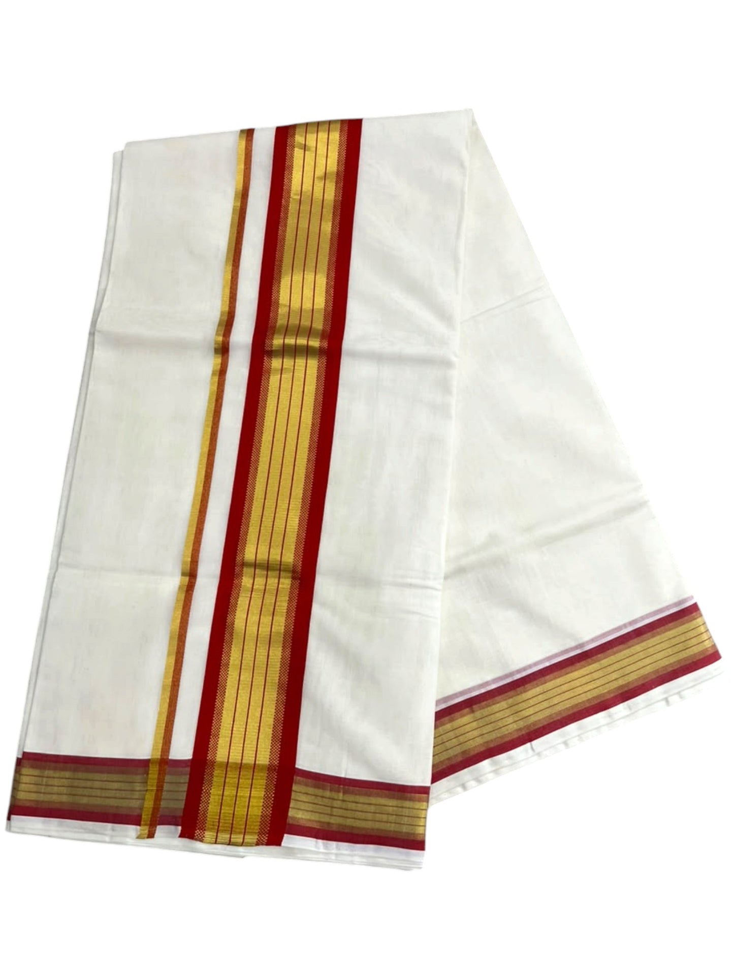 Southloom Super Premium Balaramapuram Handloom Cotton Saree with Gold& Red Borders