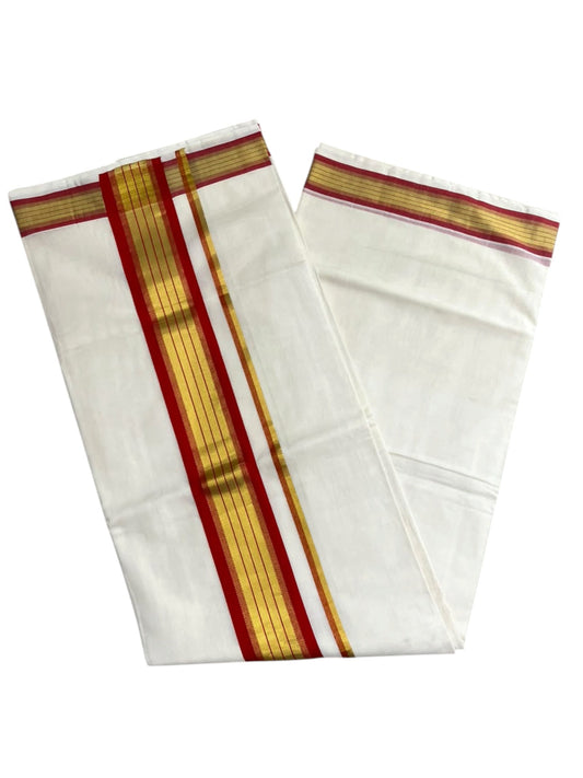 Southloom Super Premium Balaramapuram Handloom Cotton Saree with Gold& Red Borders