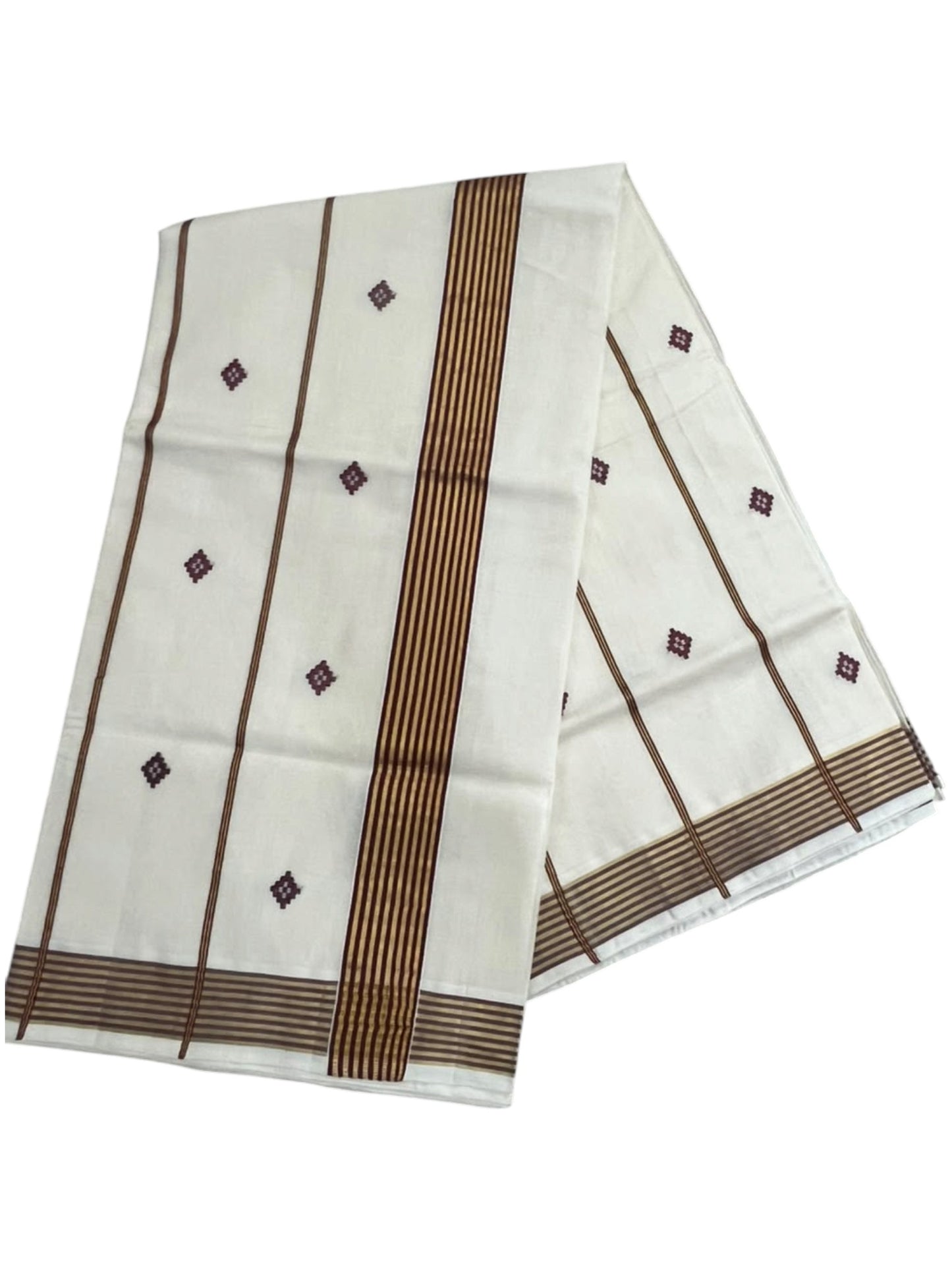Southloom Super Premium Balaramapuram Handloom Cotton Saree with Maroon Butta Work on Body on Border
