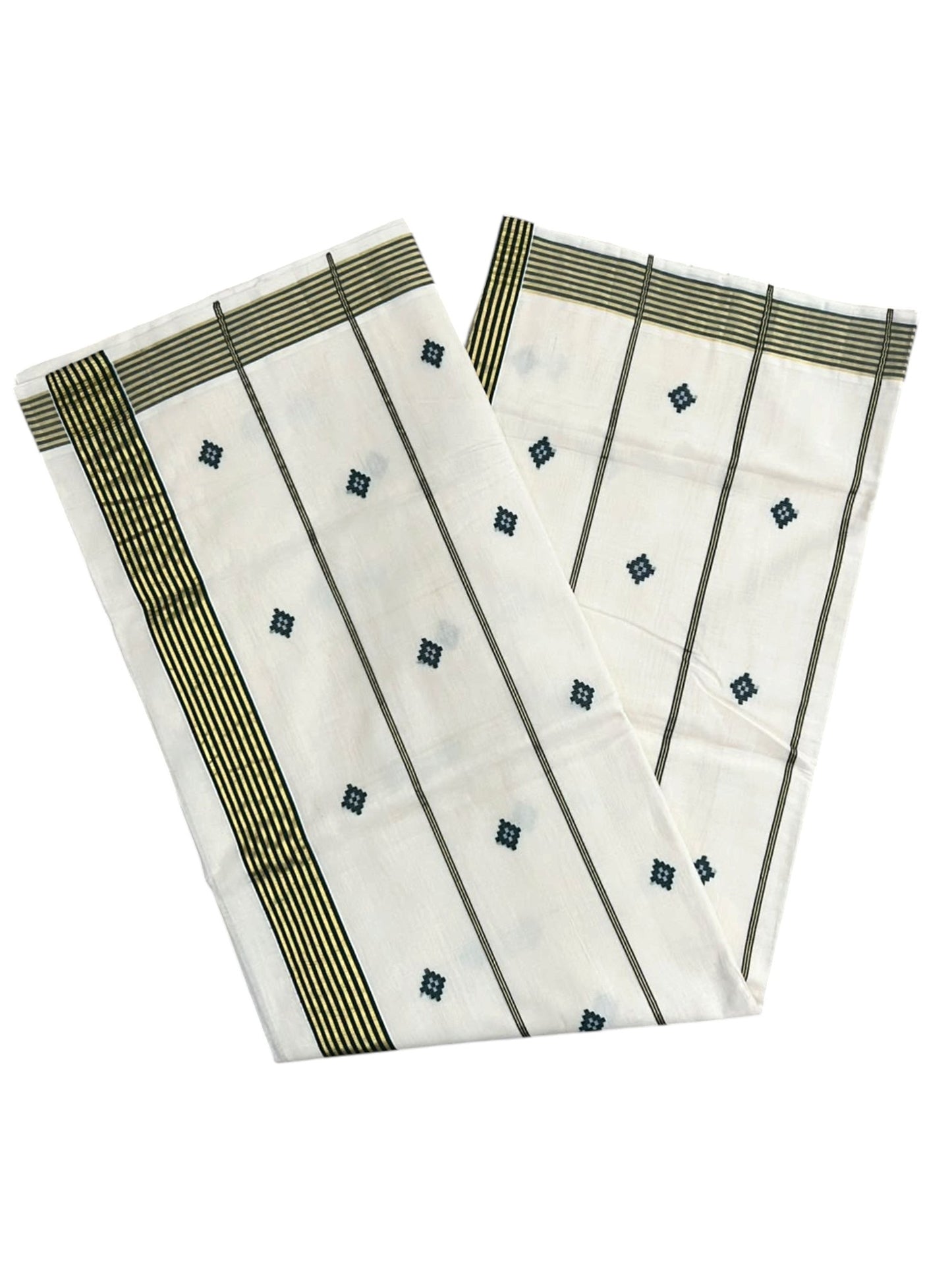 Southloom Super Premium Balaramapuram Handloom Cotton Saree with Green Butta Work on Body on Border