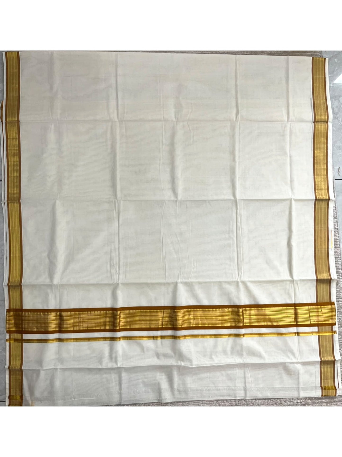 Southloom Super Premium Balaramapuram Handloom Cotton Saree With  Golden&Yellow Border