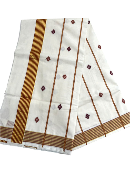 Southloom Super Premium Balaramapuram Handloom Cotton Saree with Orange Butta Work on Body on Border