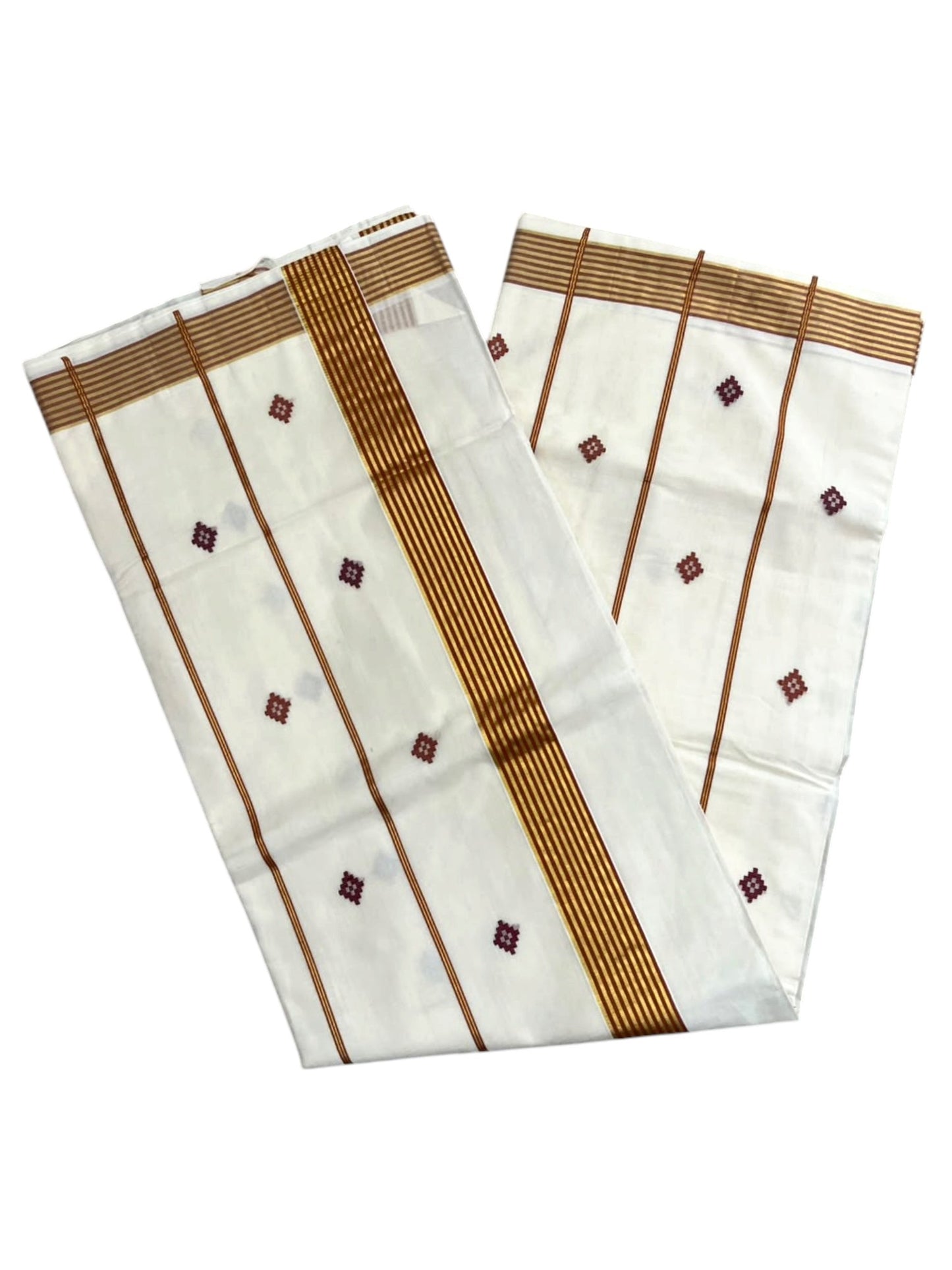 Southloom Super Premium Balaramapuram Handloom Cotton Saree with Orange Butta Work on Body on Border
