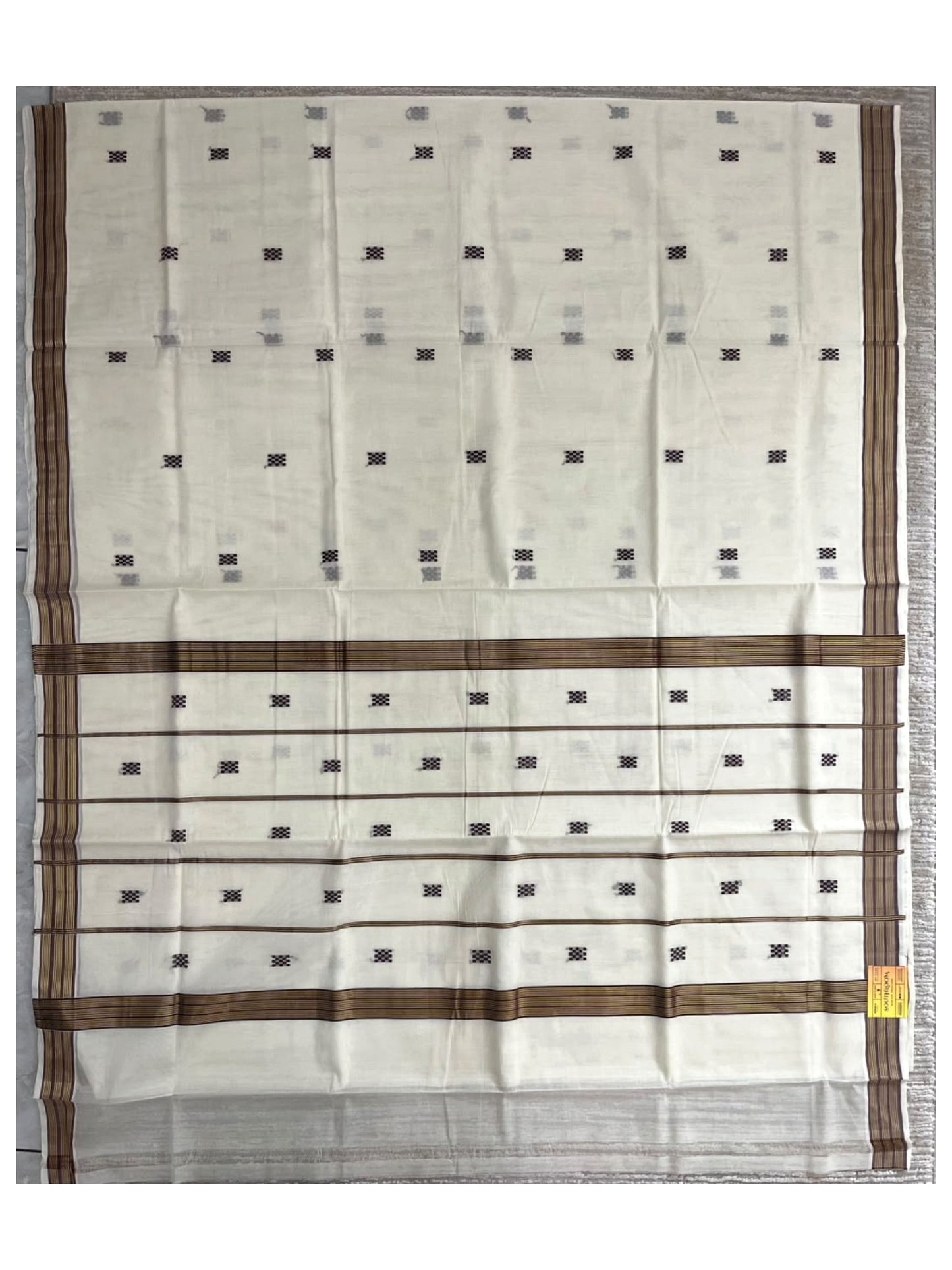 Southloom Super Premium Balaramapuram Handloom Cotton Saree with Purple Butta Work on Body on Border